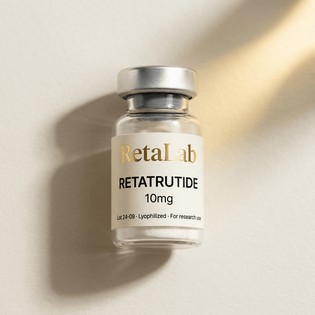 Retatrutide 10mg flesje met witte poeder
